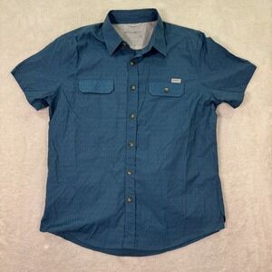Eddie Bauer Camp Shirt Mens Medium Blue Short Sleeve Collared Casual Button Down
